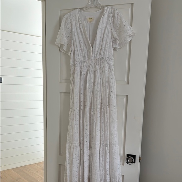 Anthropology Maeve White Eyelet Maxi Dress - Picture 1 of 2